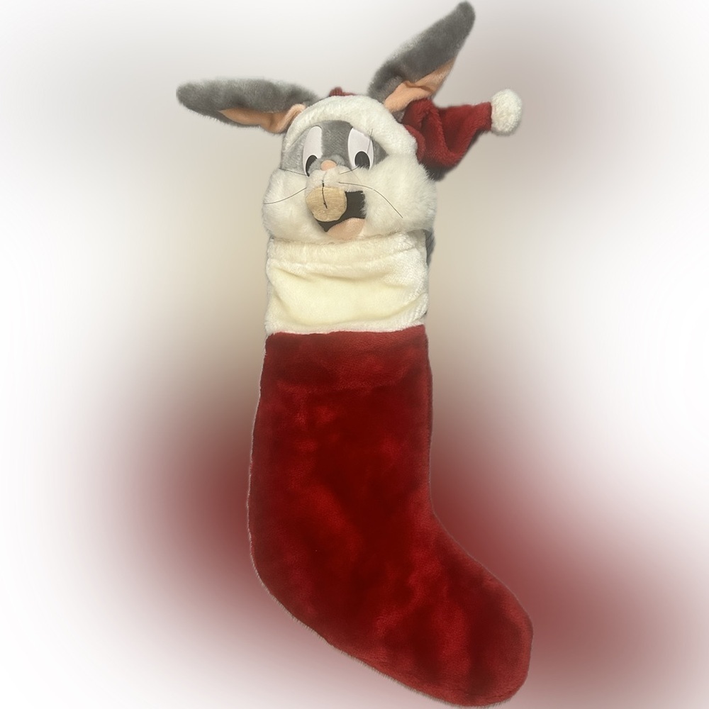 Vintage Plush Christmas Stocking Warner Bro Bugs Bunny 1994 Holiday Cottage Core
